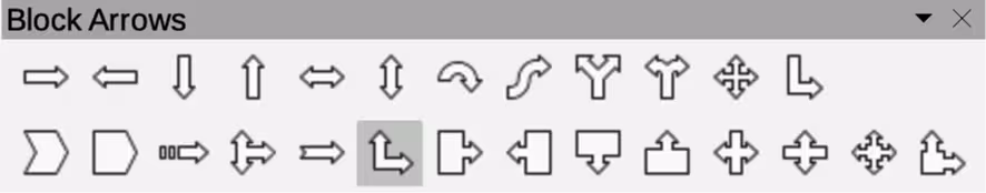 Block Arrows sub‑toolbar