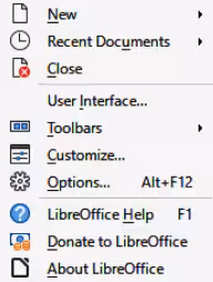 Tabbed user interface — Quick Menu