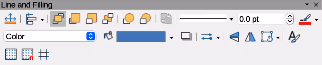 Line and Filling toolbar