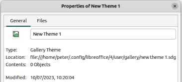Figure 25: Properties New Theme dialog — General page