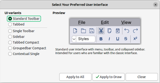 Figure 1: Select Your Preferred User Interface dialog