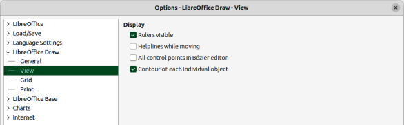 Options LibreOffice Draw dialog — View page