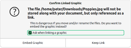 Confirm Linked Graphic dialog