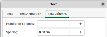 Text dialog — Text Columns page