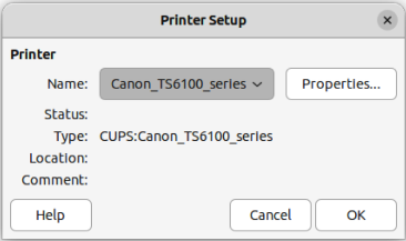 Example of Printer Setup dialog
