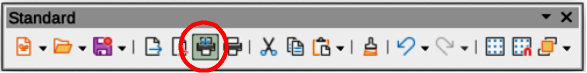 Standard toolbar with Print Directly installed