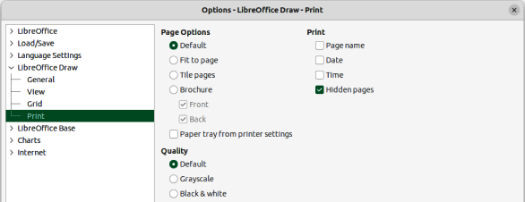 Options LibreOffice Draw Print dialog