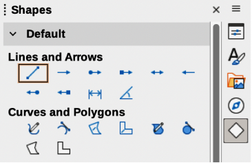 Lines and Arrows panel in Shapes deck on Sidebar