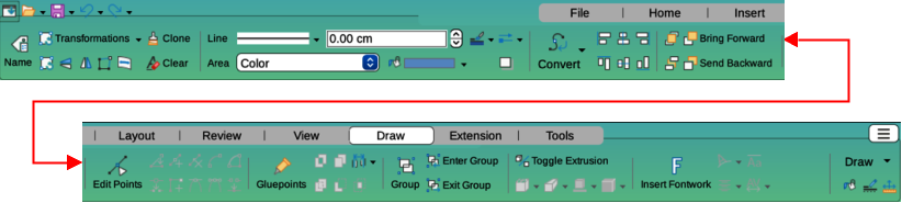 Tabbed User Interface — Draw tab