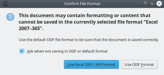 Confirm File Format dialog