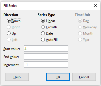 Fill Series dialog