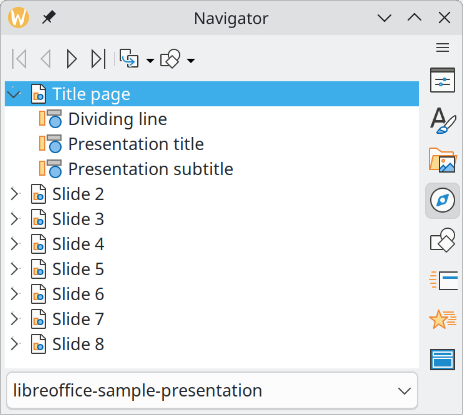 Example of Impress Navigator dialog