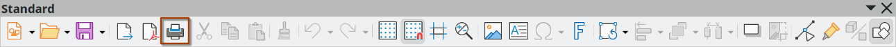 Draw Standard toolbar with Print Directly visible