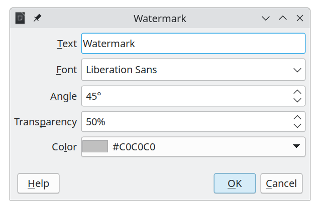 The Watermark dialog