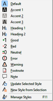 Style submenu in Calc