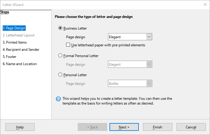 Letter Wizard dialog