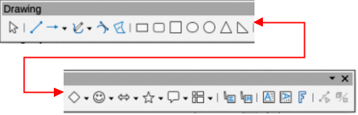 Drawing toolbar — Writer module