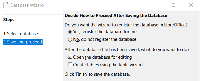 Registering the new database