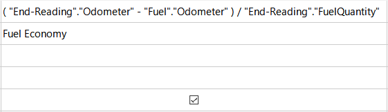 Fuel economy calculation field