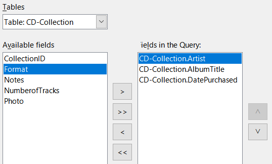 First page of the Query Wizard