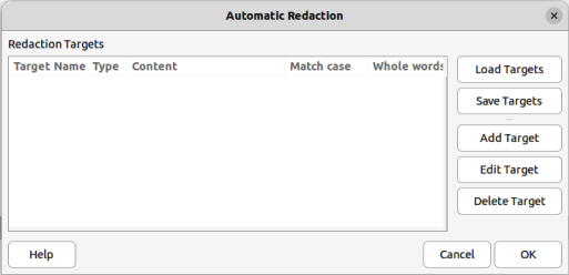 Automatic Redaction dialog