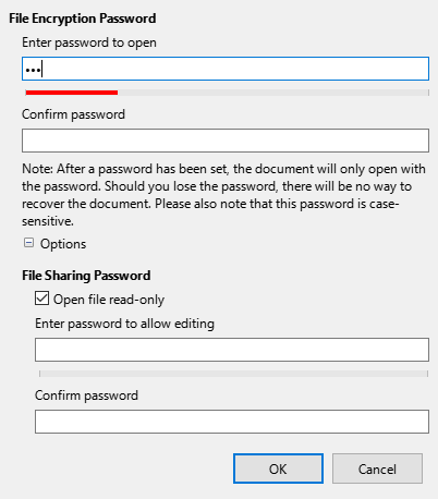Set Password dialog