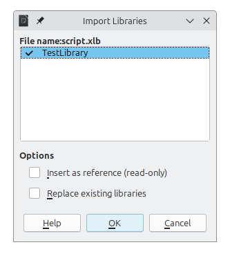 Choose library import options