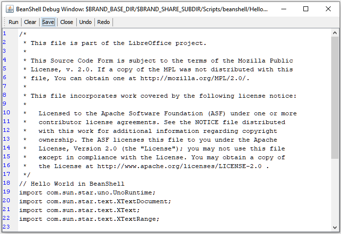 BeanShell Debug Window
