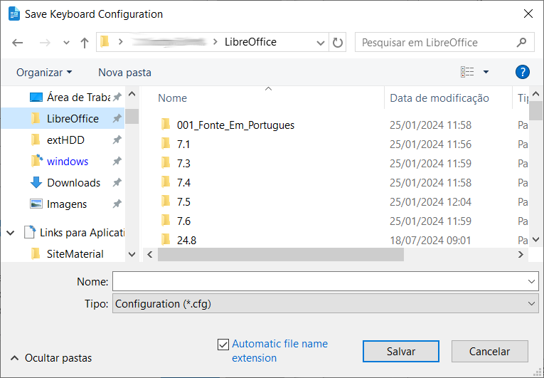 Example of Save Keyboard Configuration file browser