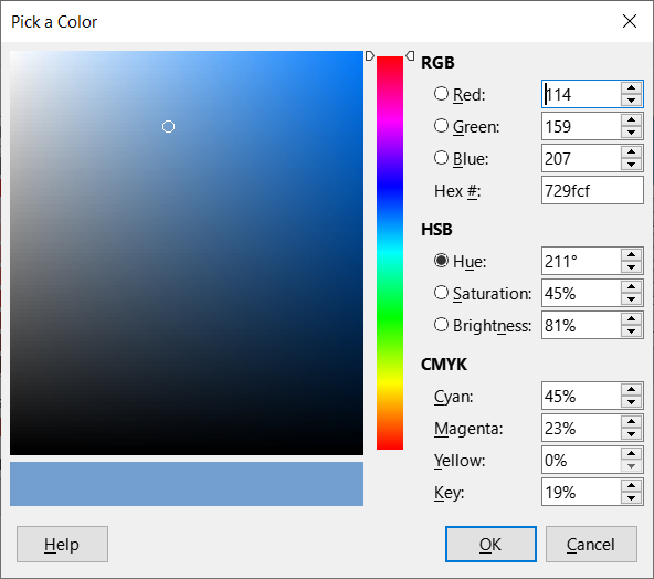Pick A Color dialog
