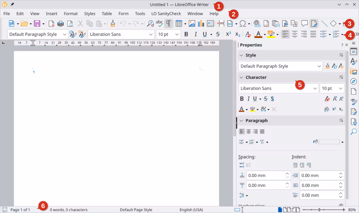 The main Writer workspace