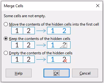 Merge choices for non-empty cells