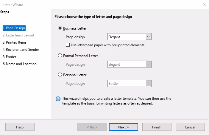 Letter Wizard dialog