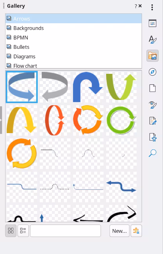 Gallery deck in Sidebar — Icon View