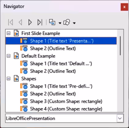 Navigator dialog