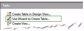 Creating a table using Wizard