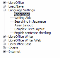 Language Settings with Asian and CTL options