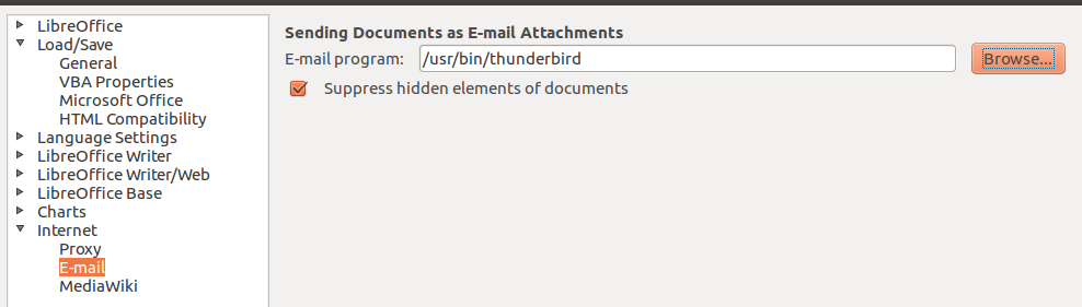 Email tab Linux