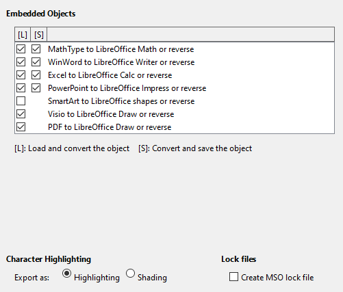Save/Load - Microsoft Office tab