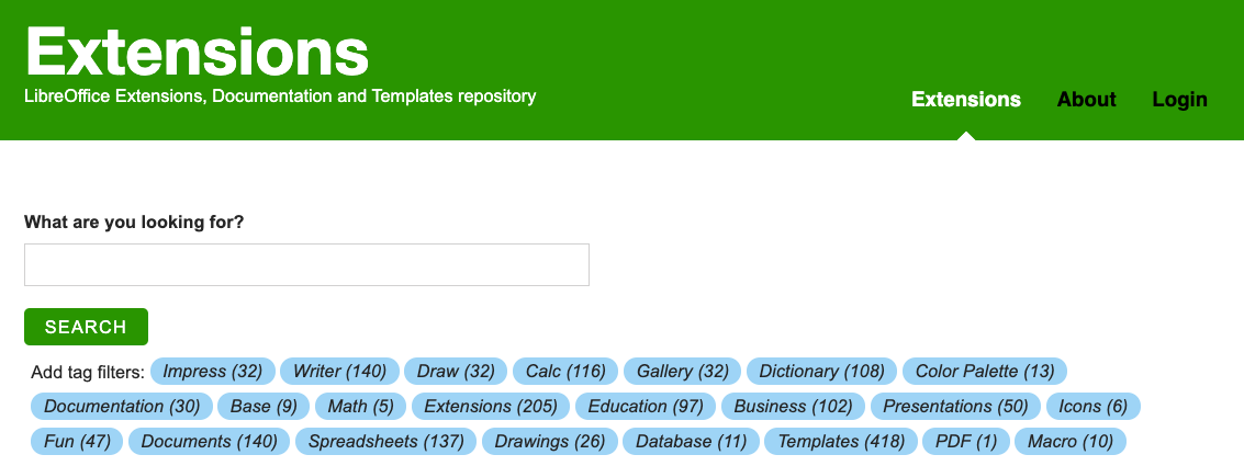 Searching for templates in the repository