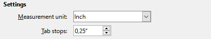 Selecting a default tab stop interval