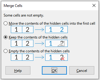 Merge choices for non-empty cells