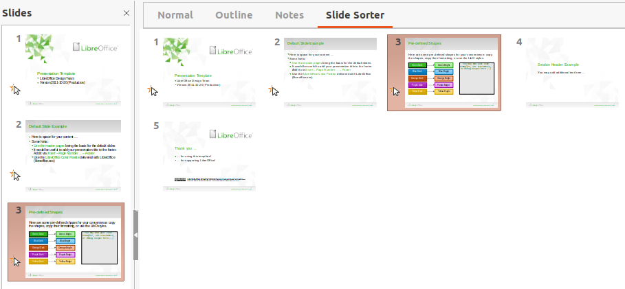 Example of Slide Sorter view in Workspace