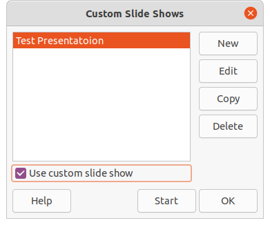 Custom Slide Shows dialog
