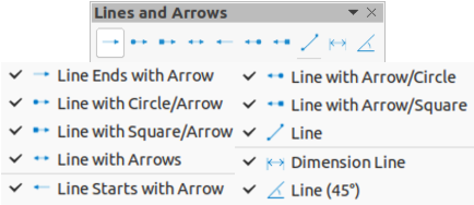 Lines and Arrows sub-toolbar