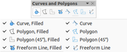 Curves and Polygons sub-toolbar