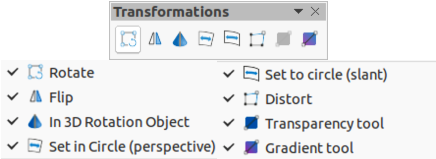 Transformations toolbar