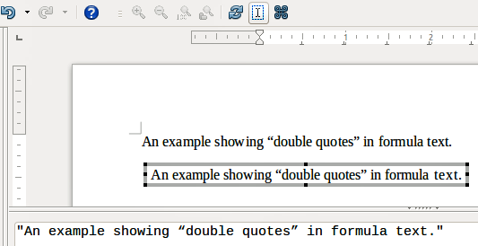 Example of double quotes in formula text