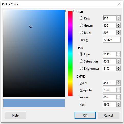Defining a color by picking it from a color chart