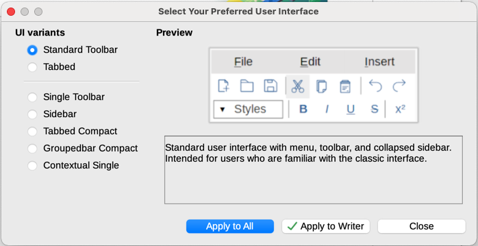 Selecting a user interface